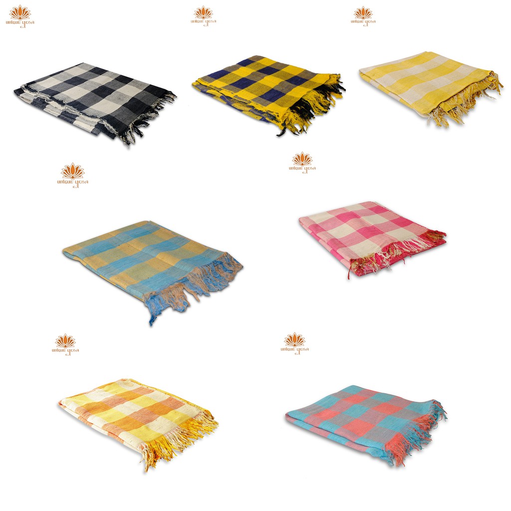 Blanket Yoga Tenun / Blanket Kotak-kotak / Selimut Yoga Handmade / Blanket Yoga Murah / Yoga Blanket Tenun Tebal