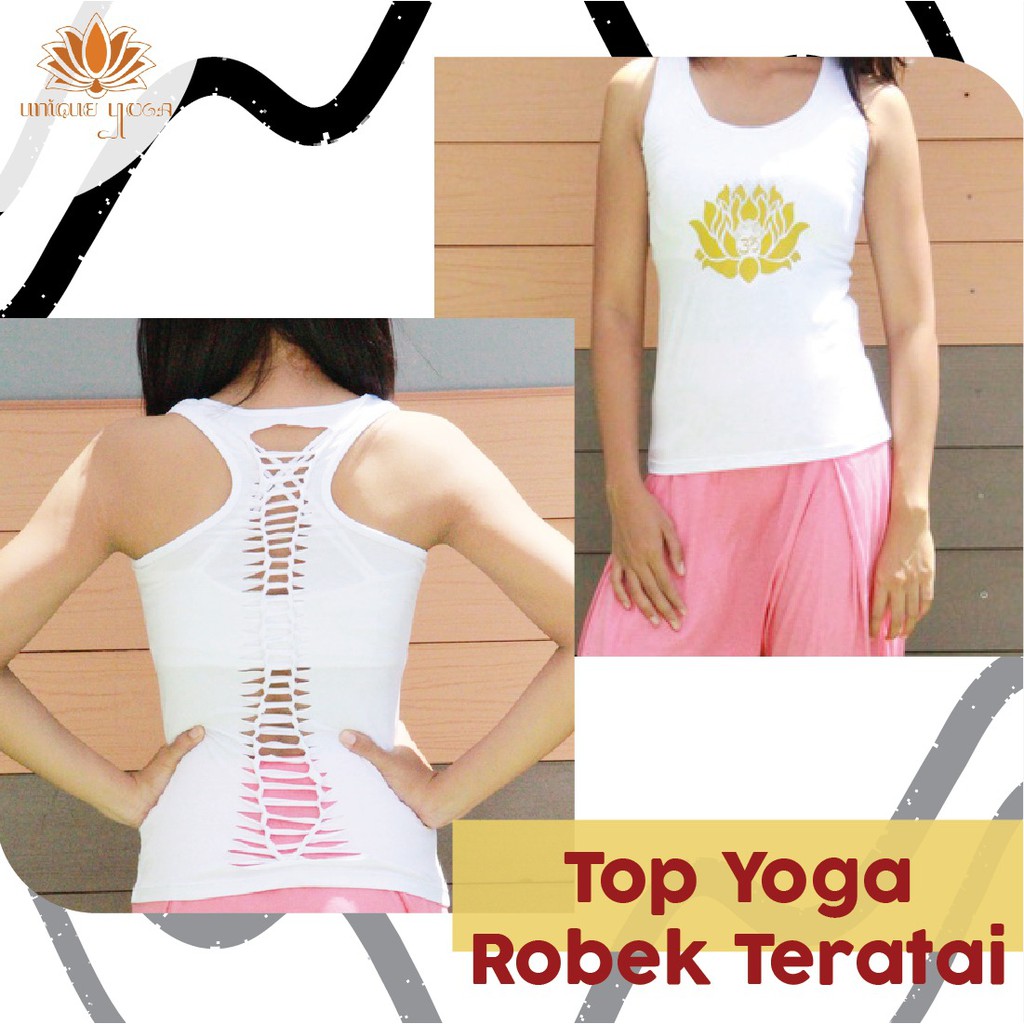 Tank Top Senam Yoga Pilates Zumba Teratai / Baju Yoga Robek Motif Teratai / Baju Yoga Murah