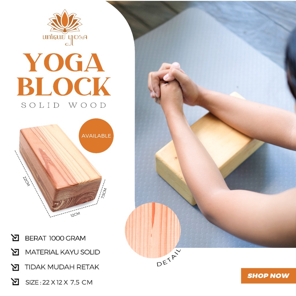 Balok Kayu Yoga Solid / Balok Senam Yoga Murah/ Yoga Block Solid / Wooden Block Yoga / Block Yoga