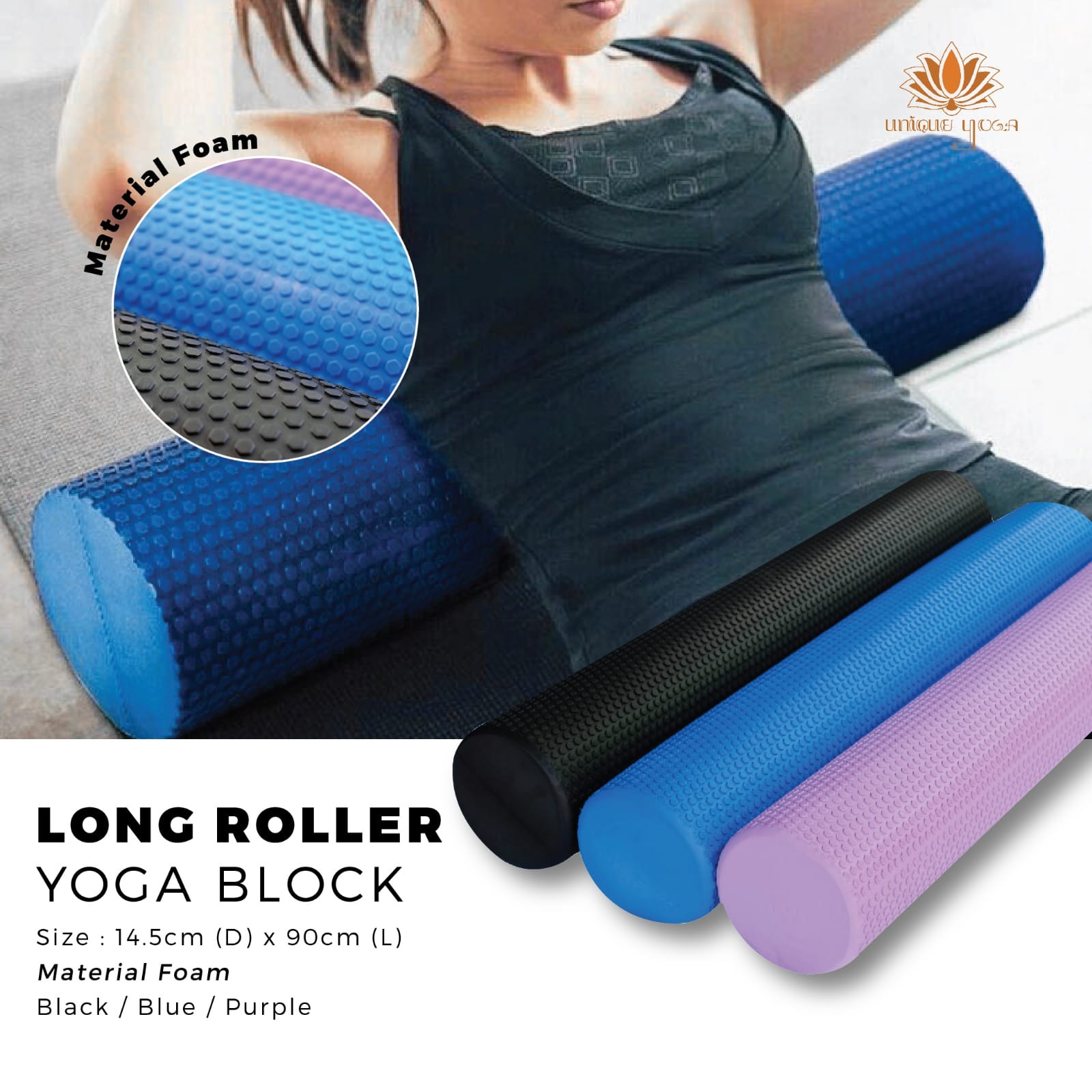 Roller Block Gym Fitness / Foam Roller Yoga Fitness / EVA Foam Yoga Massage Fitness Roller / Long Roller Foam 90cm