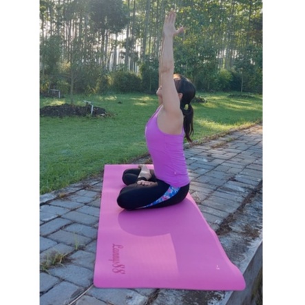 Matras Yoga / Matras Olahraga Yoga / TPE Mat Eco - Friendly Ungu - Hitam / Custom Nama Matras