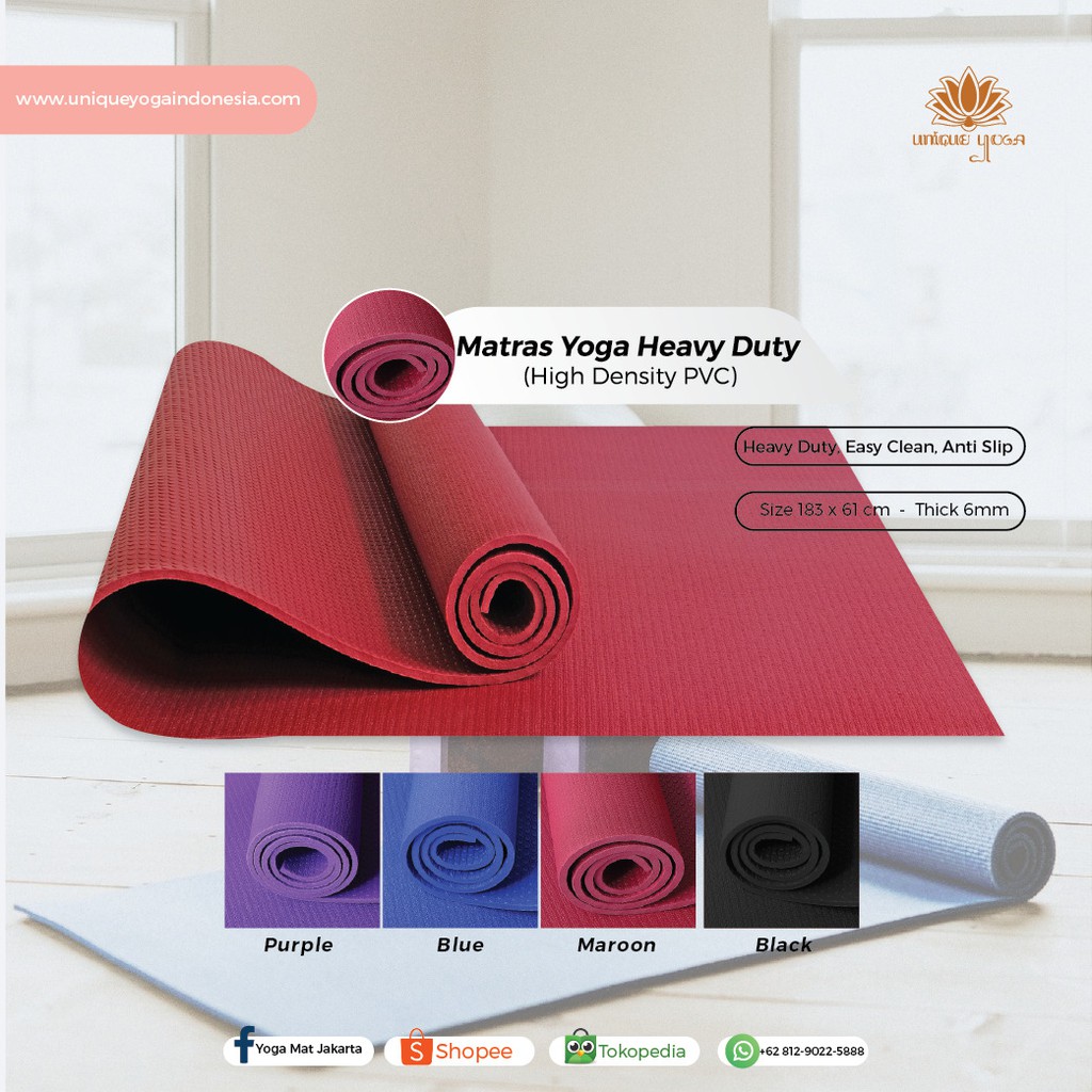 Matras Yoga HD PVC Mat Yoga / Yoga Mat 6 mm / Rubber Mat Yoga / Alas Olahraga Murah Yoga Mat