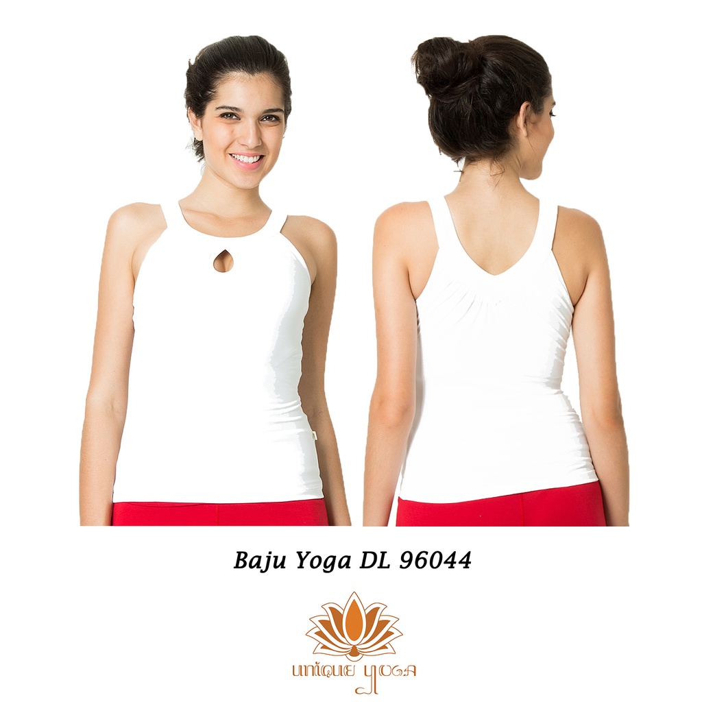 Baju Senam / Top Yoga Putih / Tanktop Senam Zumba / Baju Fitnes Putih / Baju Senam Wanita DL 96044