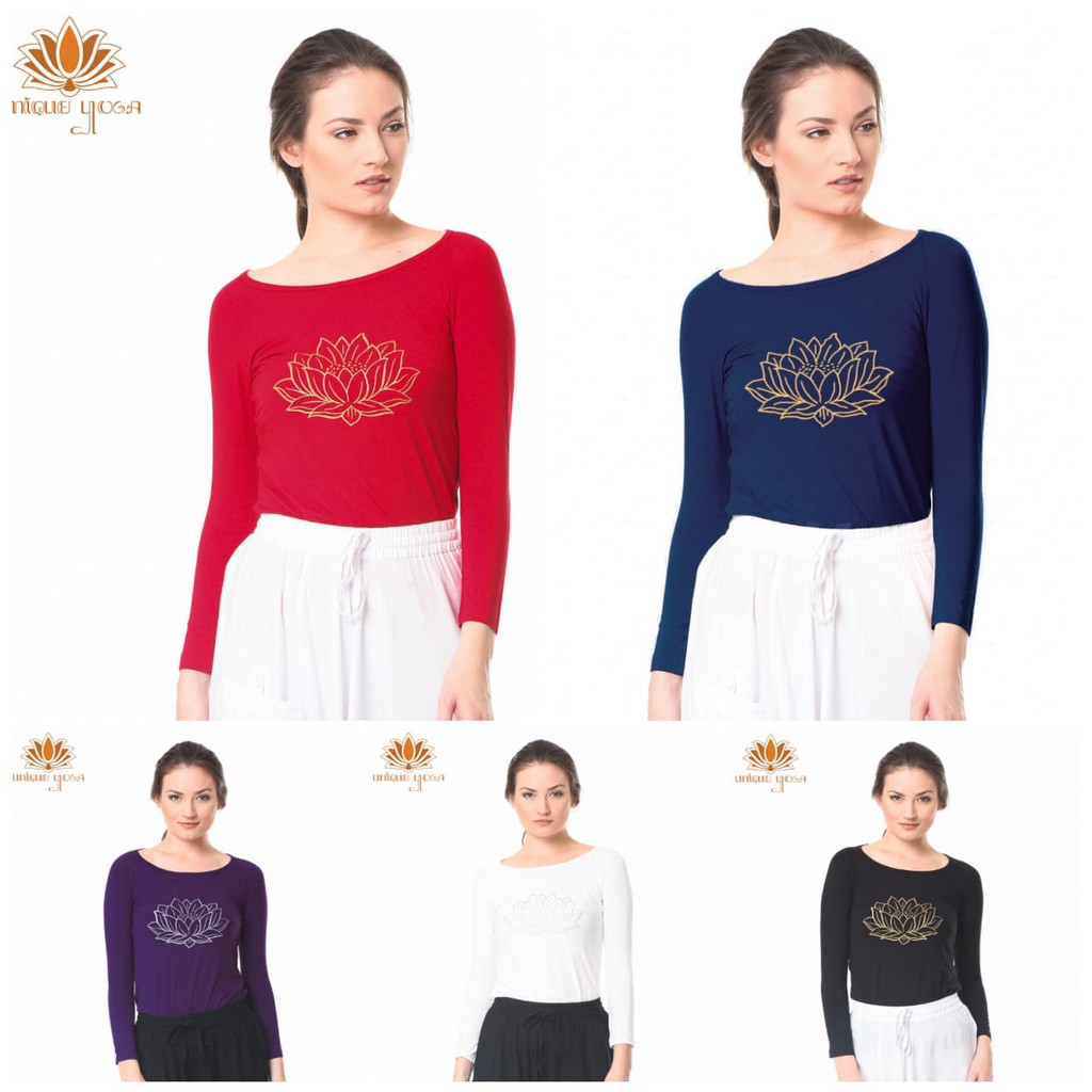 Baju Senam Yoga / Top Yoga Long Slevee Lotus / Kaos Lengan Panjang