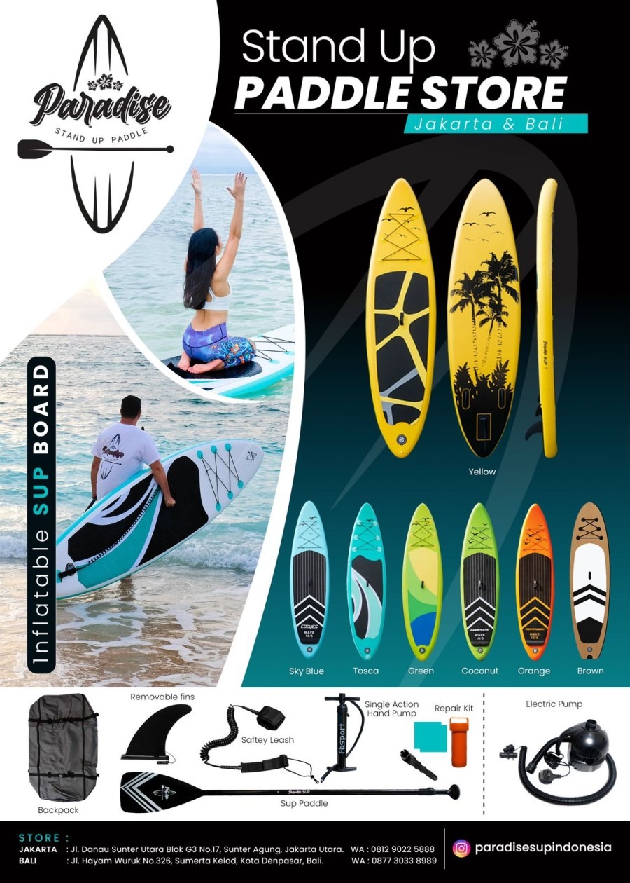 Perahu Selancar Karet / Paddle Board / Stand Up SUP Board Inflatable With SUP Accessory Carry Bag / Papan Paddle Yoga