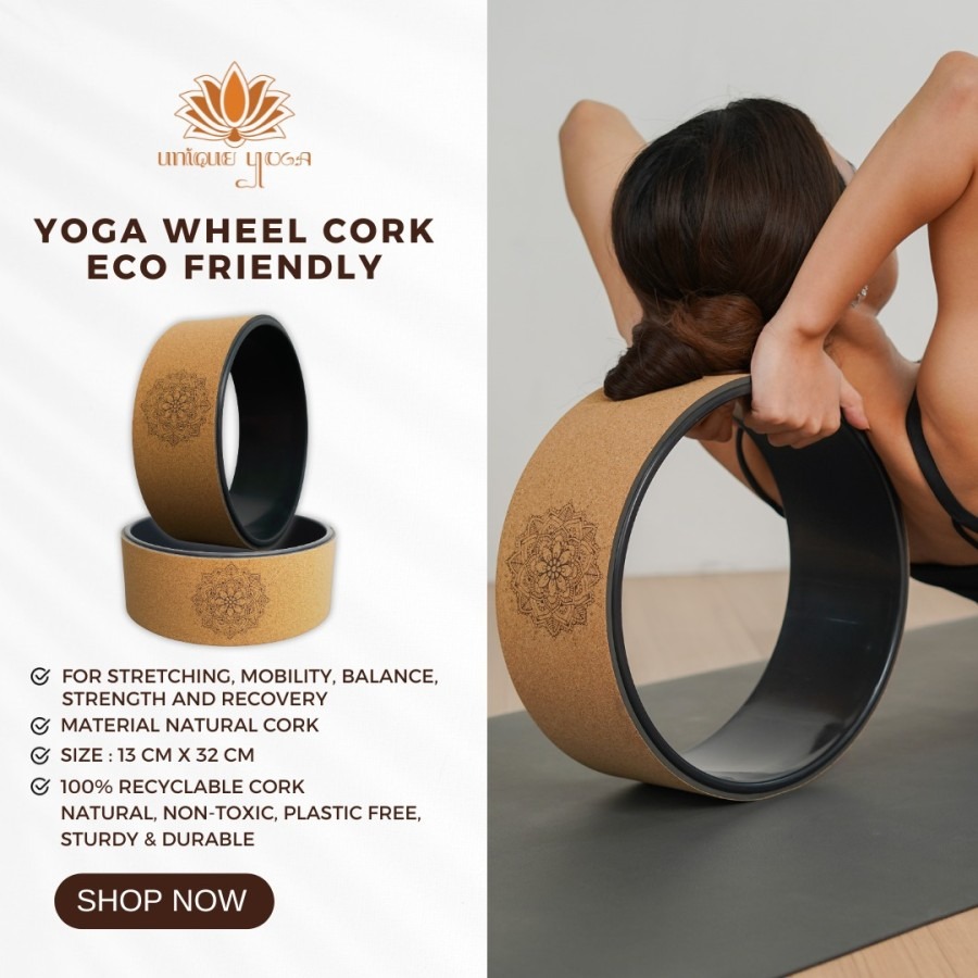 Yoga Wheel Cork / Yoga Wheel Eco Friendly / Alat Bantu Latihan Peregangan Dan Keseimbangan Ramah Lingkungan