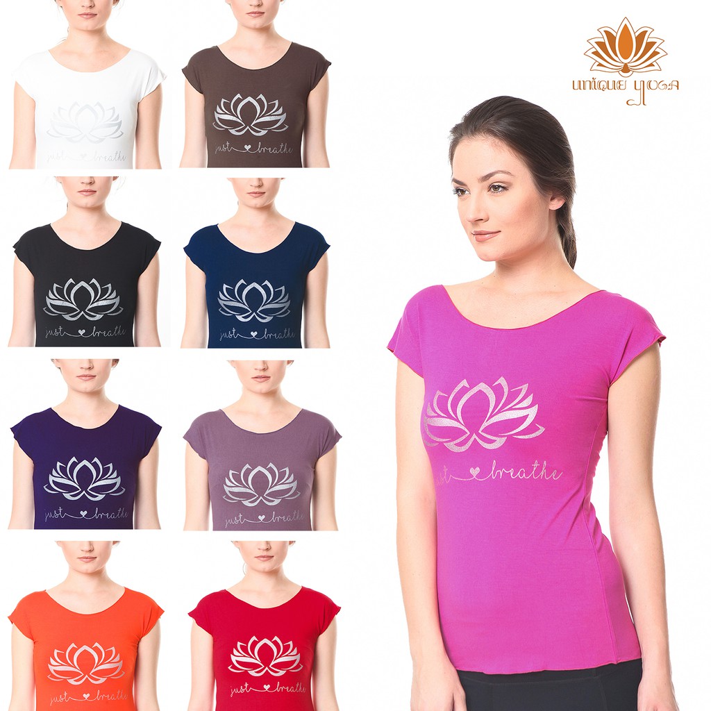 Baju Senam Yoga / Kaos Yoga / Tshirt Lotus Just Breath / Kaos Yoga / Baju Yoga Murah / Baju Olahraga