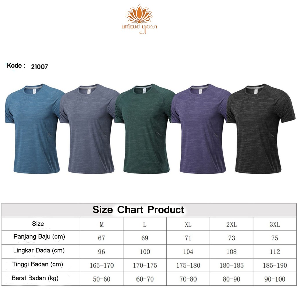 Kaos Olahraga Pria / Kaos Olahraga Cowok / Baju Sport Yoga Import Bahan Dry Fit Termurah 21007 Daily Active Wear / Kaos