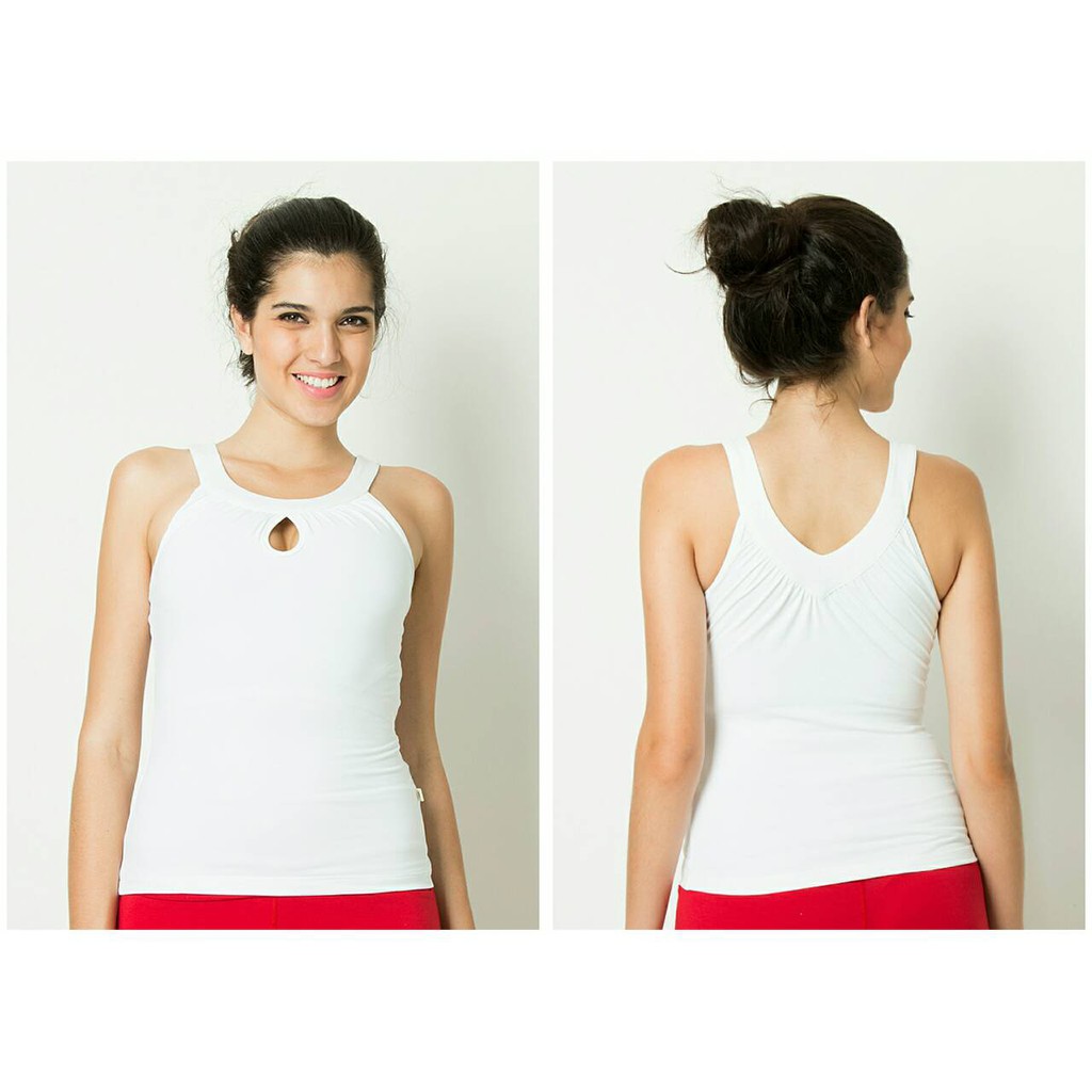 Baju Senam / Top Yoga Putih / Tanktop Senam Zumba / Baju Fitnes Putih / Baju Senam Wanita DL 96044