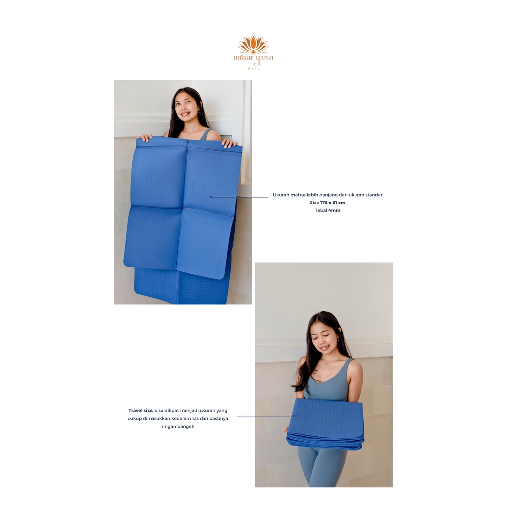 Yoga Mat Travel 4 mm / TPE Yoga Mat Folding 4mm / TPE Matras Yoga Lipat / Matras Senam Yoga Murah / Folding Mat Yoga 