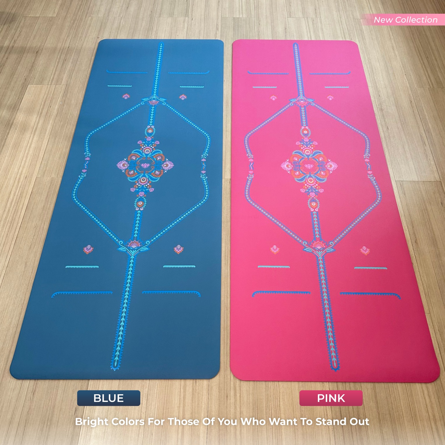 Matras Yoga Premium Royal Blossom Anti Slip / Yoga Mat Premium Rubber 4,5mm Motif Align / Royal Blossom Yoga Mat 