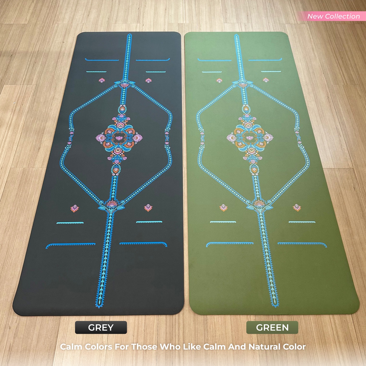 Matras Yoga Premium Royal Blossom Anti Slip / Yoga Mat Premium Rubber 4,5mm Motif Align / Royal Blossom Yoga Mat 