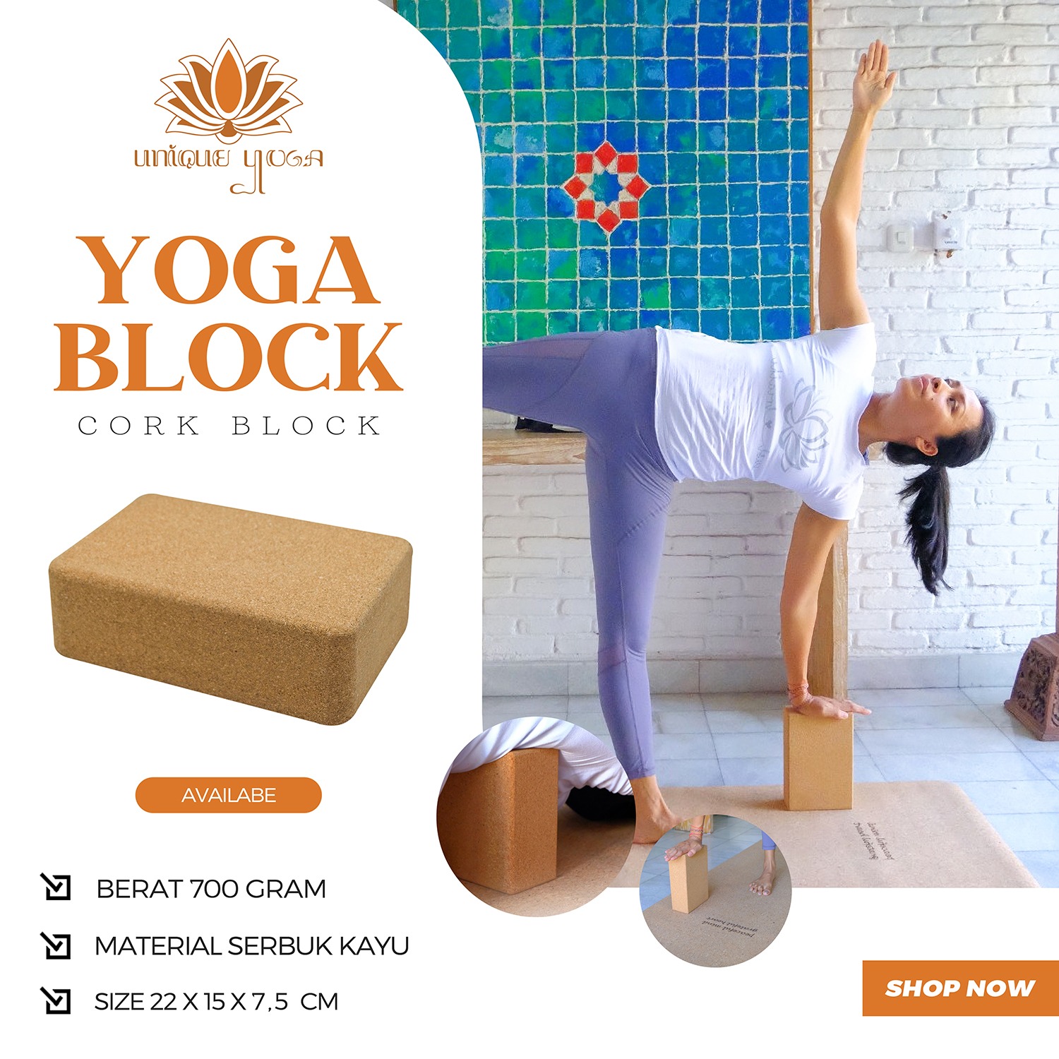 Balok Yoga / Balok Senam Yoga / Balok Yoga Cork / Wooden Block Yoga / Yoga Block Murah / Cork Block