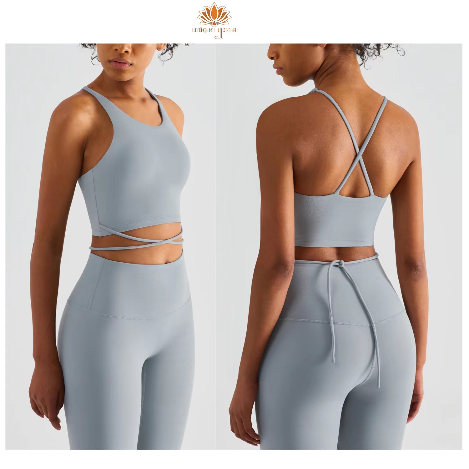 Setelan Olahraga Senam Yoga Abu / Bra Sport Vania WX1437 / Legging Vania Abu CK1237