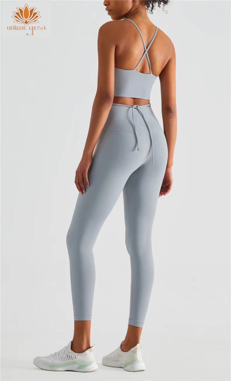 Setelan Olahraga Senam Yoga Abu / Bra Sport Vania WX1437 / Legging Vania Abu CK1237