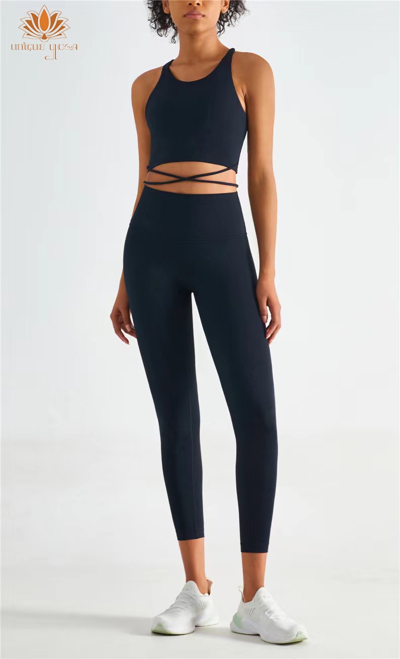Setelan Olahraga Senam Yoga Wanita / Sport Bra Yoga Hitam Vania WX1437 / Legging Sport Warna Hitam CK1237