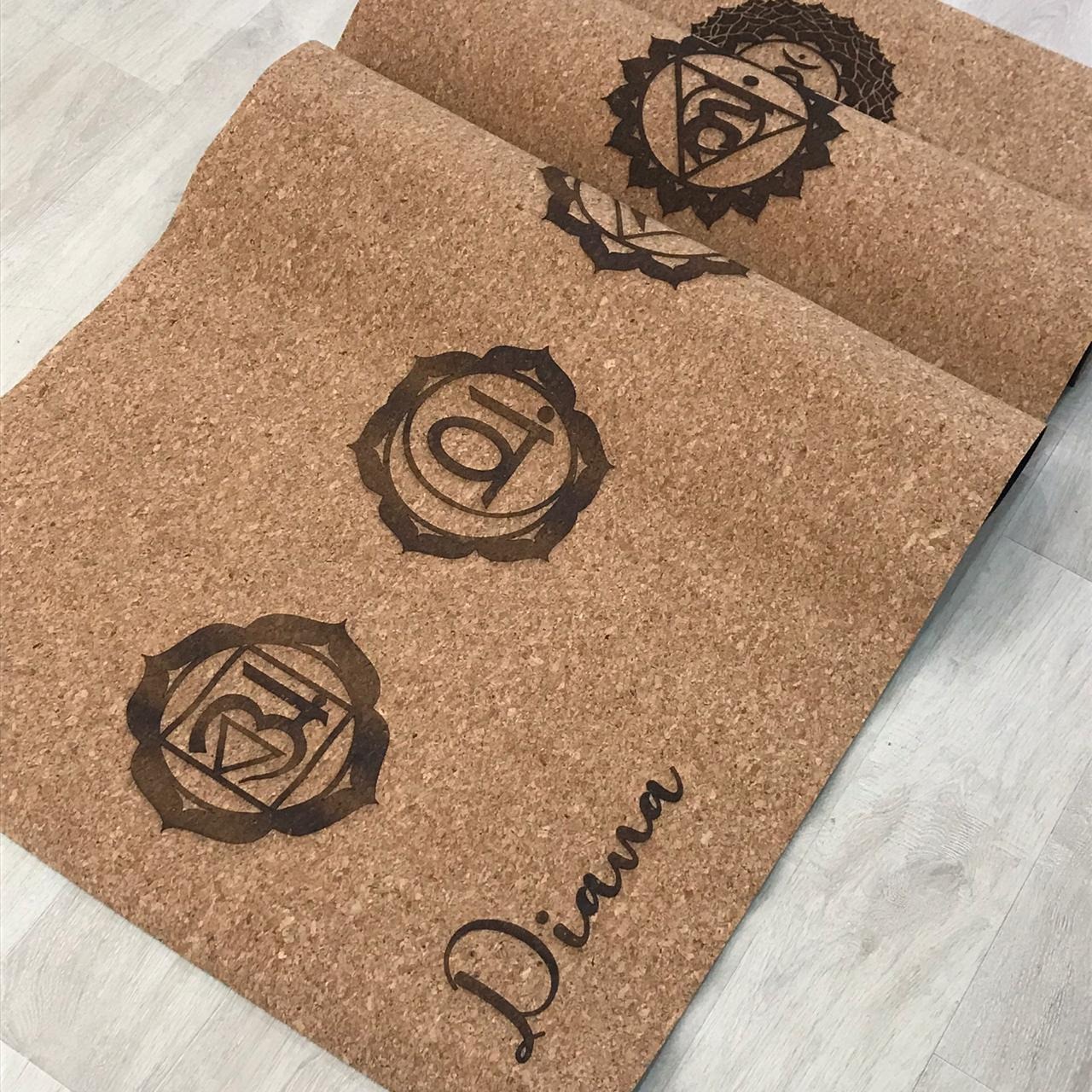 Jual Yoga Mat Custom Nama + Motif 7 Chakra/ Cork Mat Yoga Termurah/ Matras Senam Yoga Berkualitas