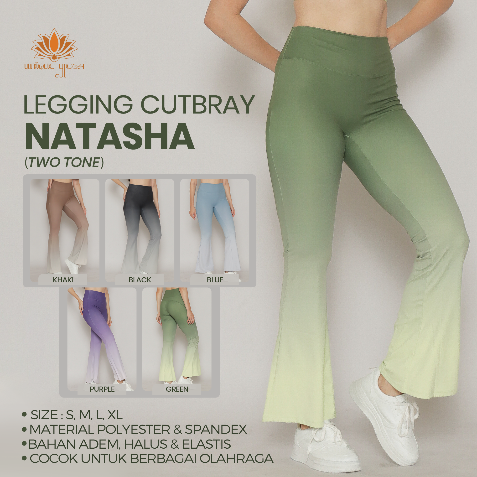 Legging Cutbray Two Tone Colour/ Legging Gradasi Olahraga Yoga Natasha / Celana Legging Cut Bray Wanita