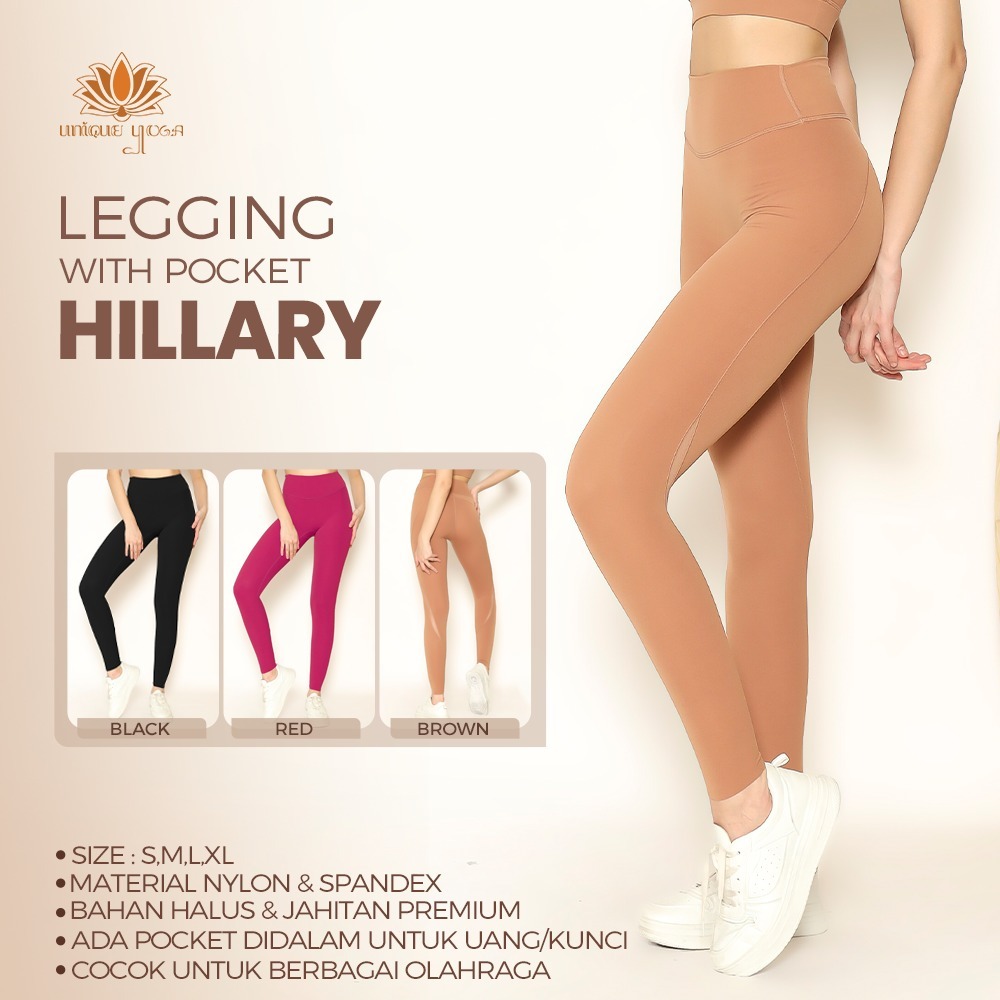 Legging Hillary With Pocket Untuk Yoga, Pilates Olahraga & Sport