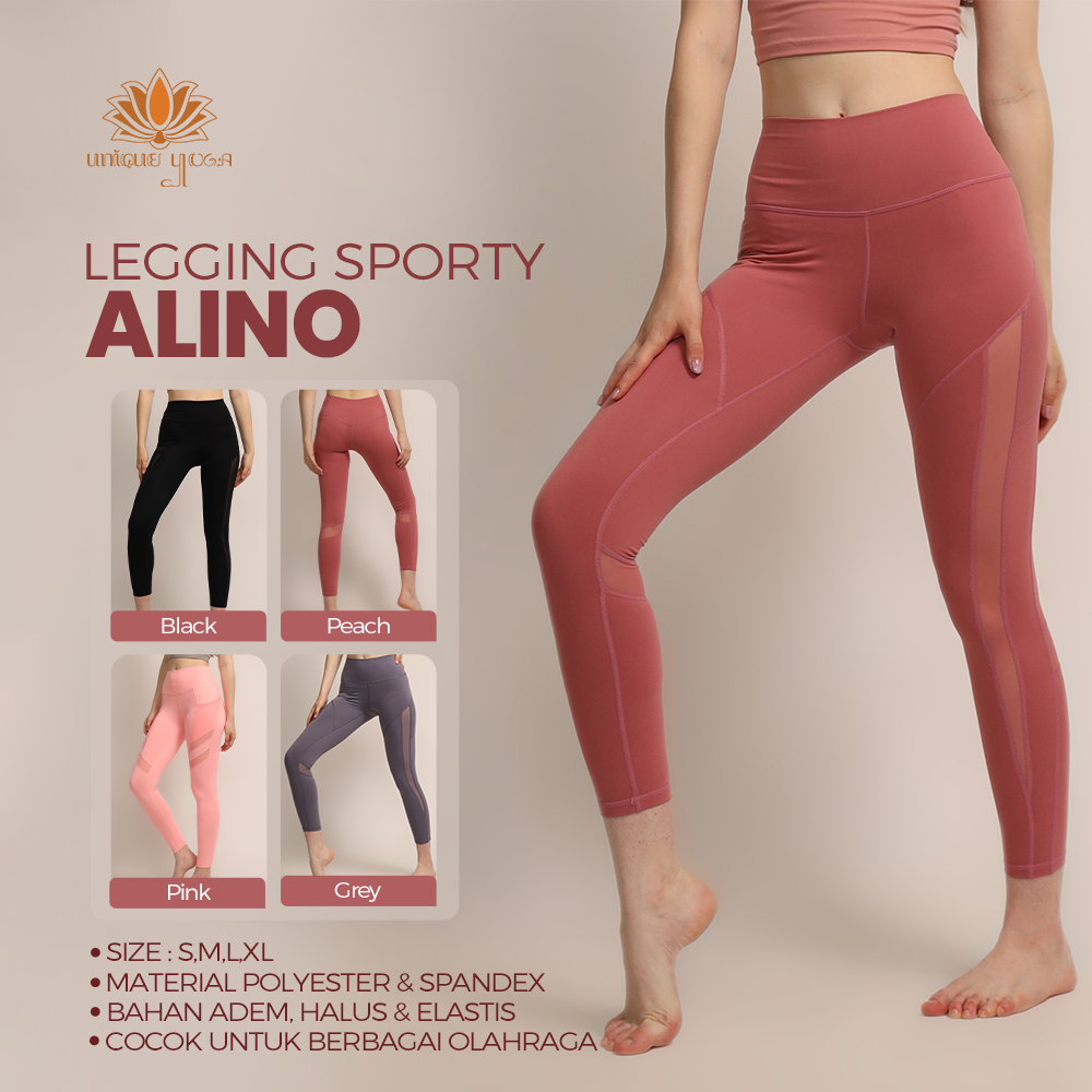 Legging Olahraga Senam Yoga Sport Gym Pilates / Celana Yoga Legging Alino Polos High Waist Limited Stock