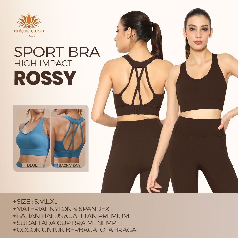Sport Bra High Impact Rossy / Sport Bra Wanita / Sport Bra Olahraga Yoga Senam Running / Atasan Wanita