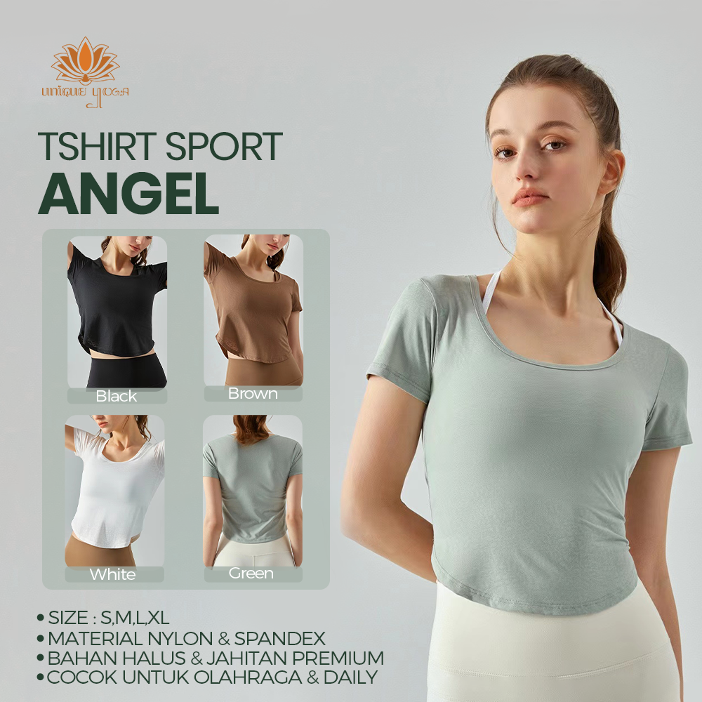Kaos Tshirt Sheer Sport Senam Angel / Baju Yoga Olahraga Tipis / TShirt Sport Angel (DT452)
