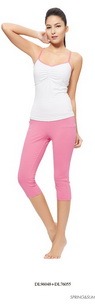 Baju Olahraga Senam Denlus Putih / Tank Top Senam Yoga DL 96048 / Baju Putih list Pink
