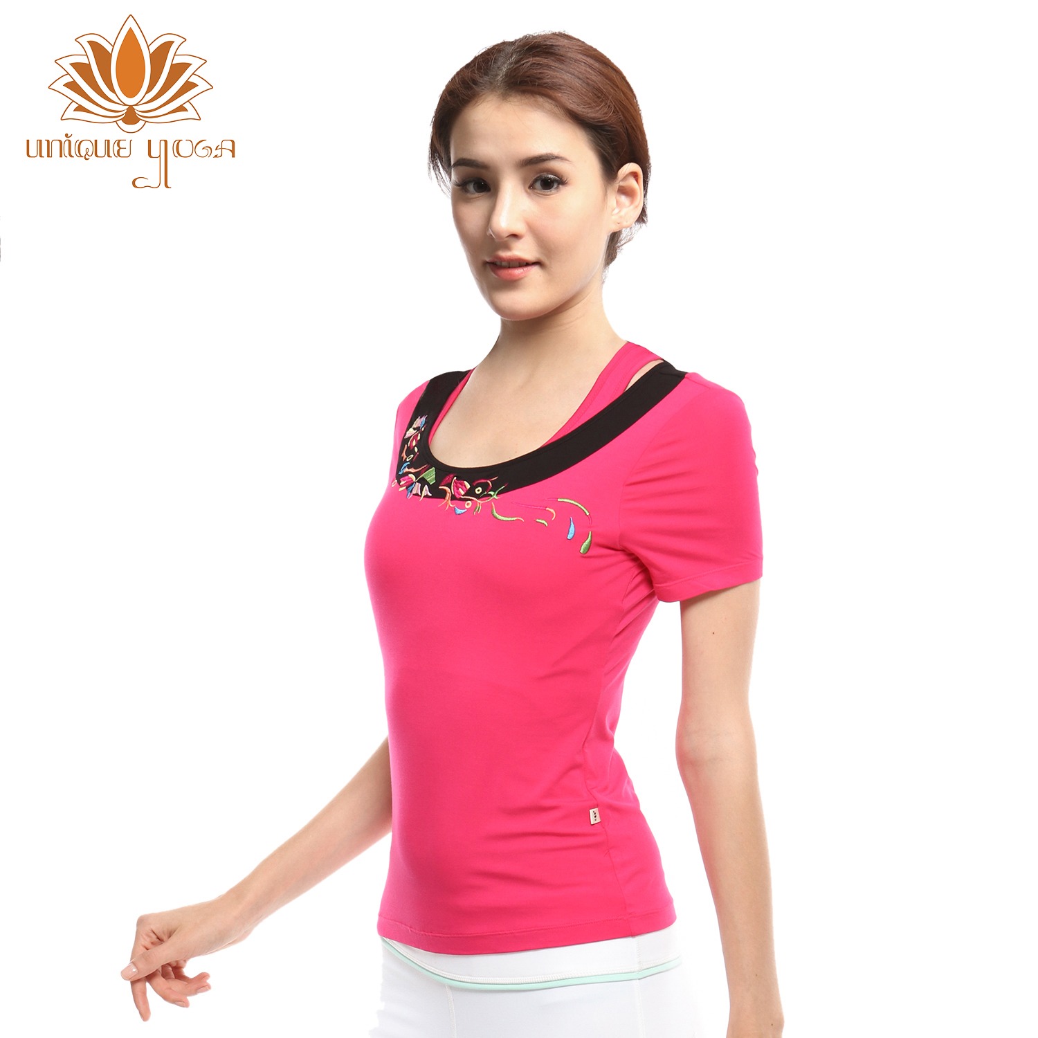 Baju Yoga / Baju Senam Denlus DL 97081 Pink List hitam