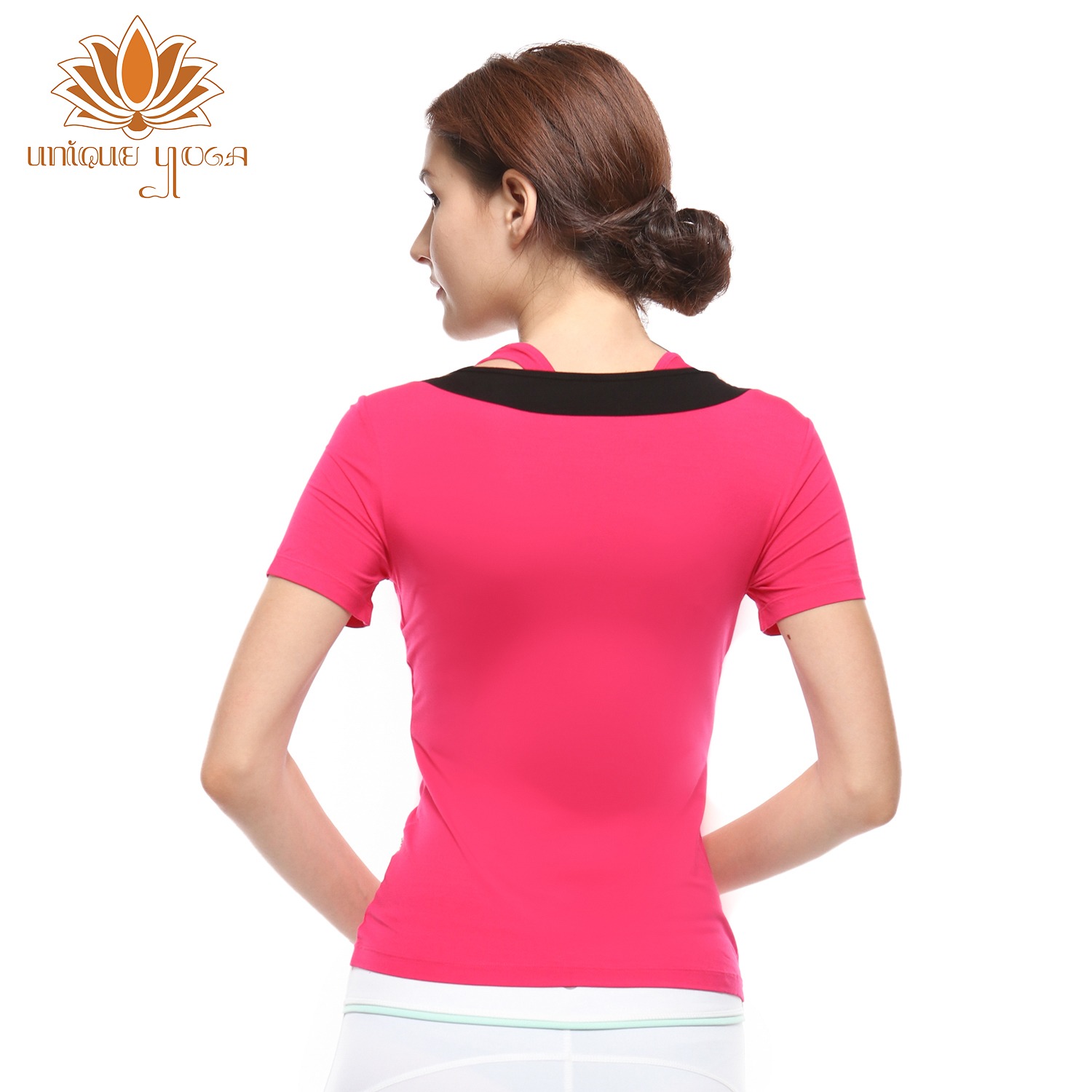 Baju Yoga / Baju Senam Denlus DL 97081 Pink List hitam