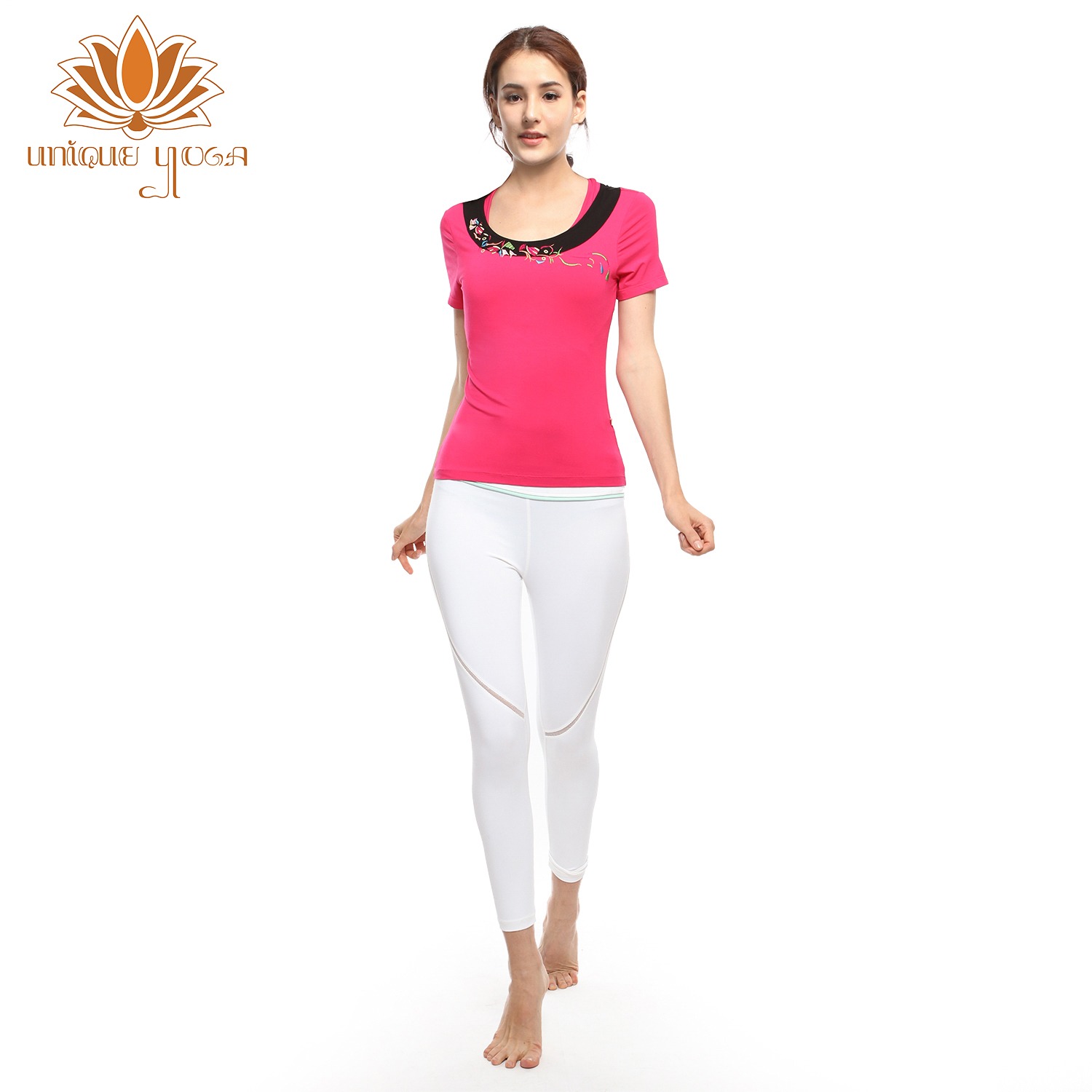 Baju Yoga / Baju Senam Denlus DL 97081 Pink List hitam