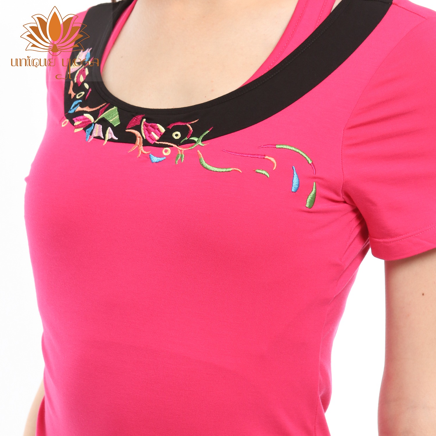 Baju Yoga / Baju Senam Denlus DL 97081 Pink List hitam