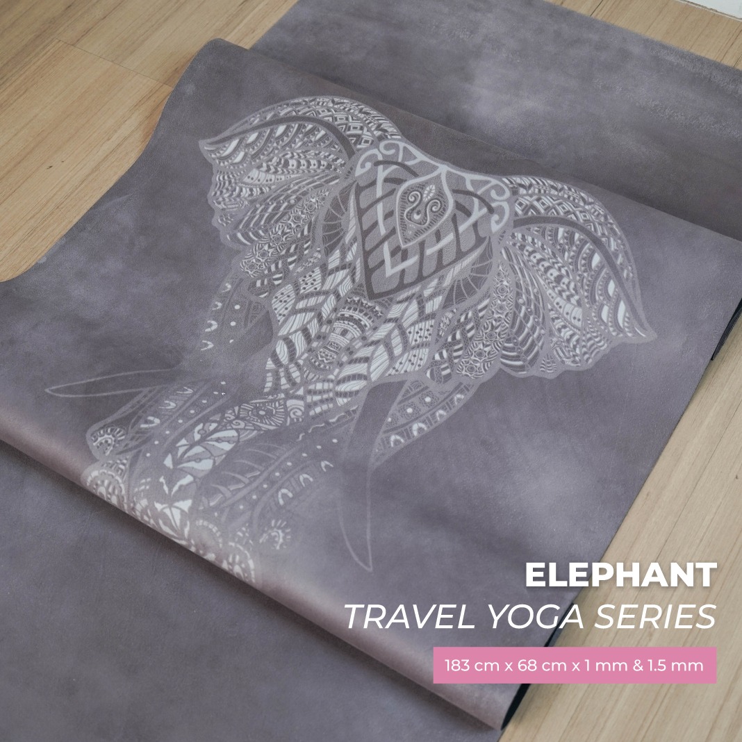 Yoga Mat Travel Motif / Travel Mat Elephant / Matras Senam Olahraga Yoga Motif / Matras Yoga Lipat Anti Slip