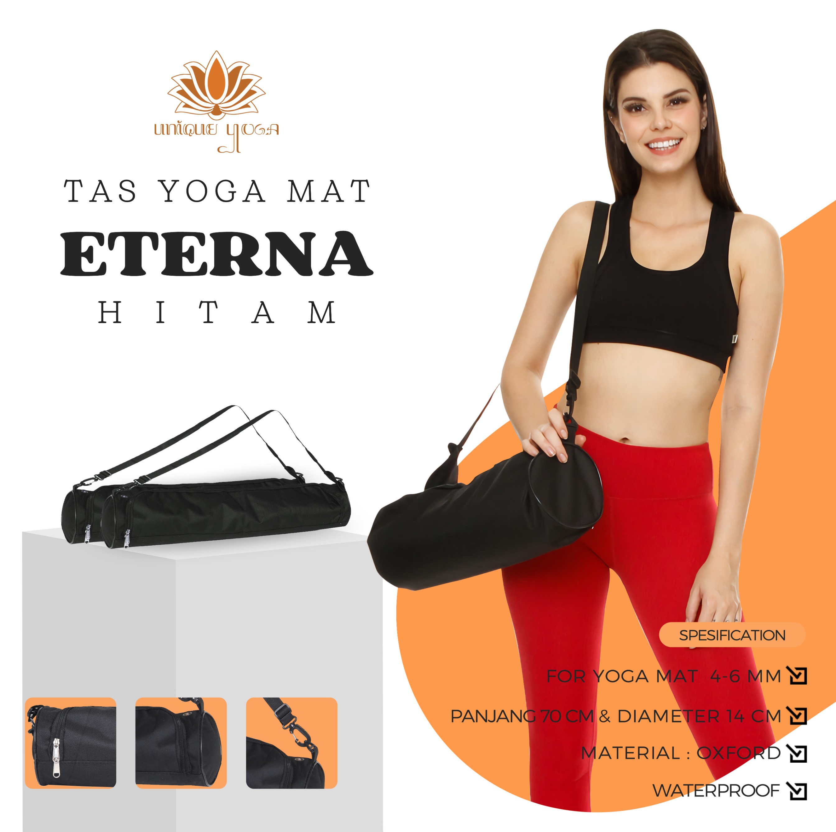 Tas Yoga / Tas Premium Unique Hitam / Tas Yoga Setara Lululemon / Tas Matras Yoga / Yoga Bags Eterna