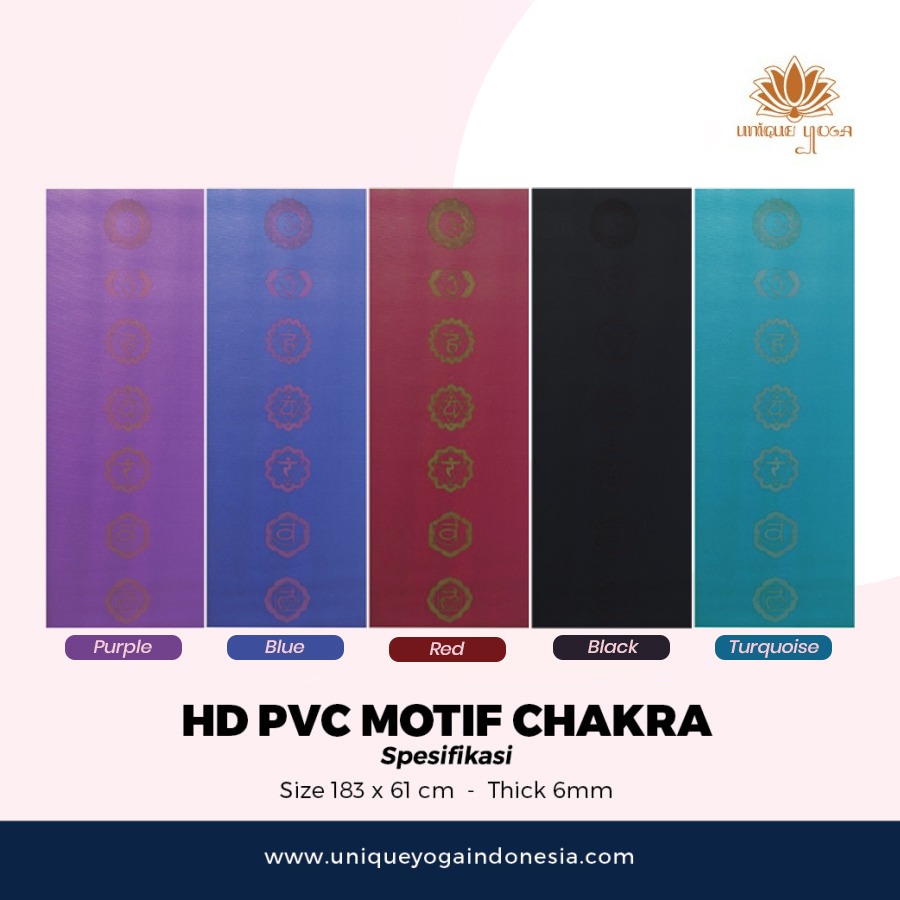 Matras Yoga Berkualitas / HD PVC Mat Motif 7 Chakra / Alas Olahraga Kualitas Manduka / Yoga Mat 6mm