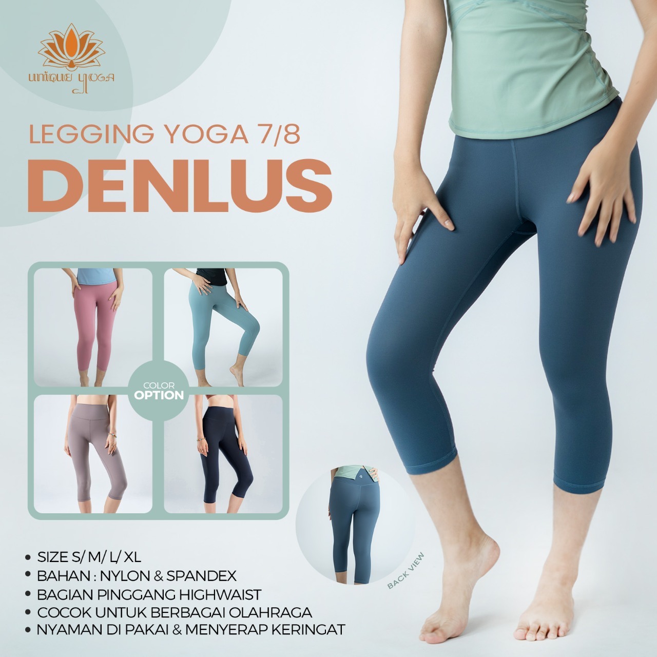 Celana Yoga Legging High Waist / Celana Senam Wanita / Legging Yoga / Celana Yoga Sport Senam Zumba High Waist 7/8 / Legging D69077 & D69067