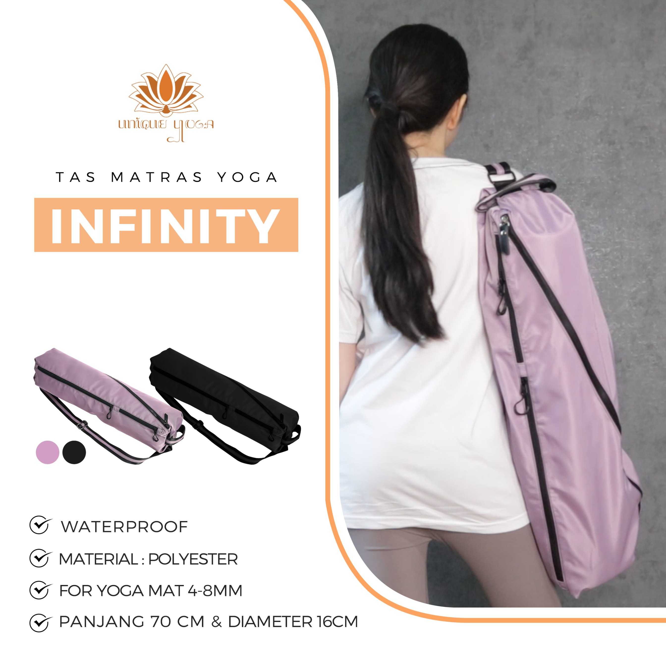Tas Yoga Premium / Tas Matras Yoga Infinity Ungu / Tas Olahraga Yoga / Yoga Mat Bag Premium