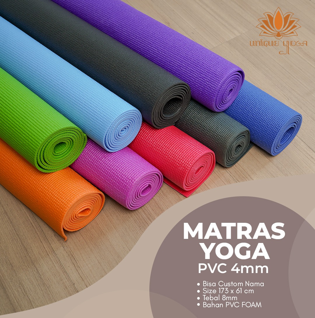 Matras Yoga / PVC Mat Yoga / Matras Yoga PVC 4mm Termurah / Matras Olahraga Murah / Alas Olahraga Bisa Custom Nama