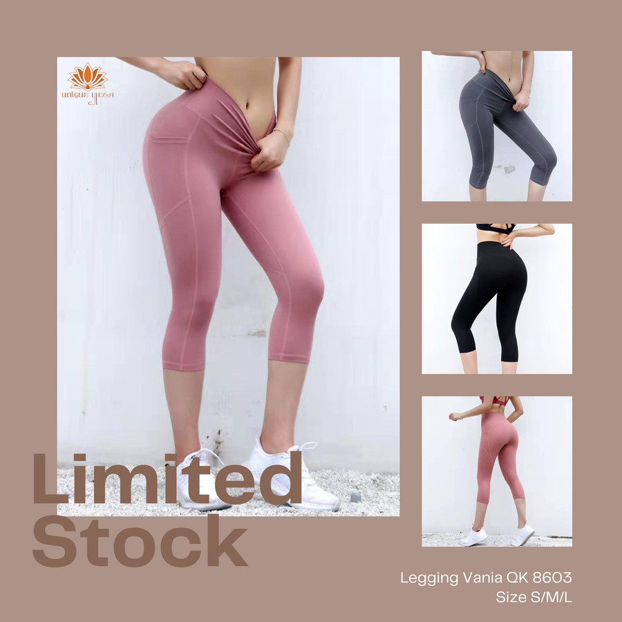 Celana Senam Legging Wanita Terbaru QK 8603 / Legging Olahraga Yoga Wanita 7/8
