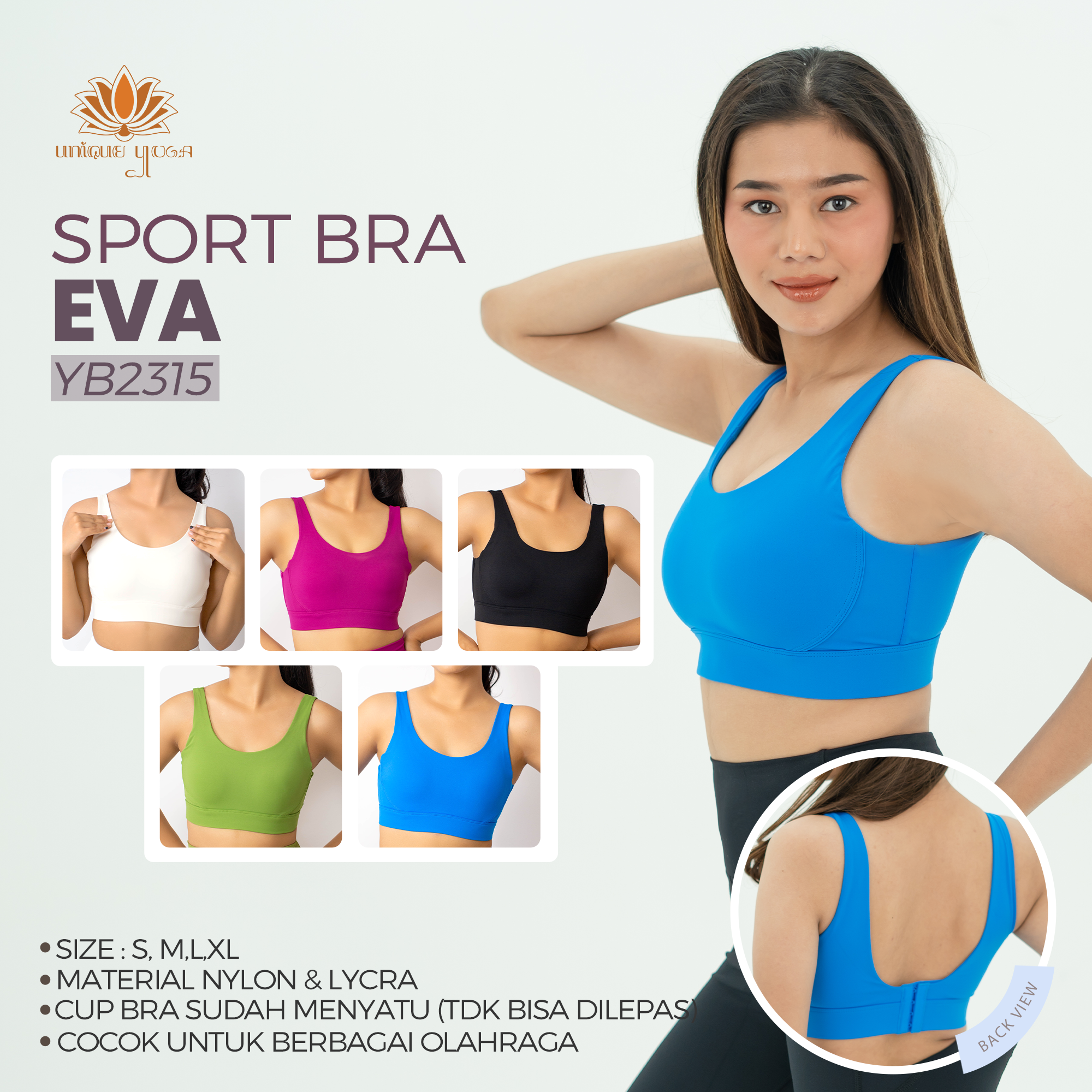 Sport Bra Eva High Impact Olahraga Senam Yoga Gym Running Wanita / Bra Olahraga Yoga YB2315