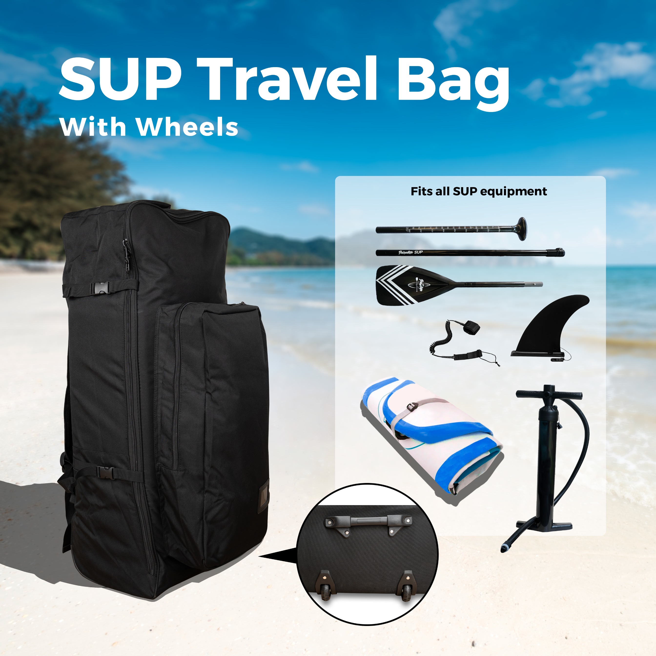 Travel Bag SUP Paddle Board Yoga / Tas Koper Paddle Board / SUP Travel Bag With Wheels 