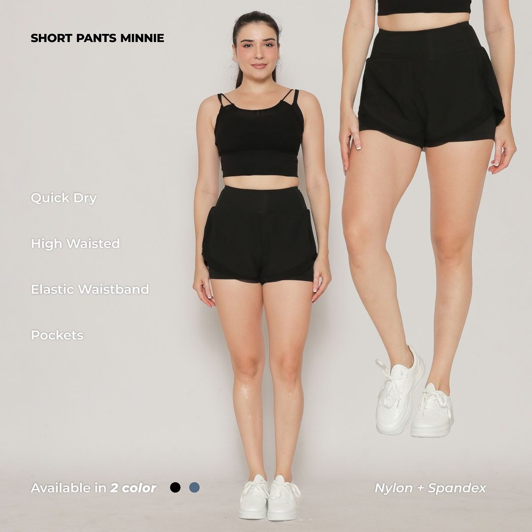 Short Pant Sport Dry Fit Minnie / Celana Pendek Olahraga Yoga Wanita / Celana Sport Running Pant / Celana Pendek Yoga Pilates Gym 