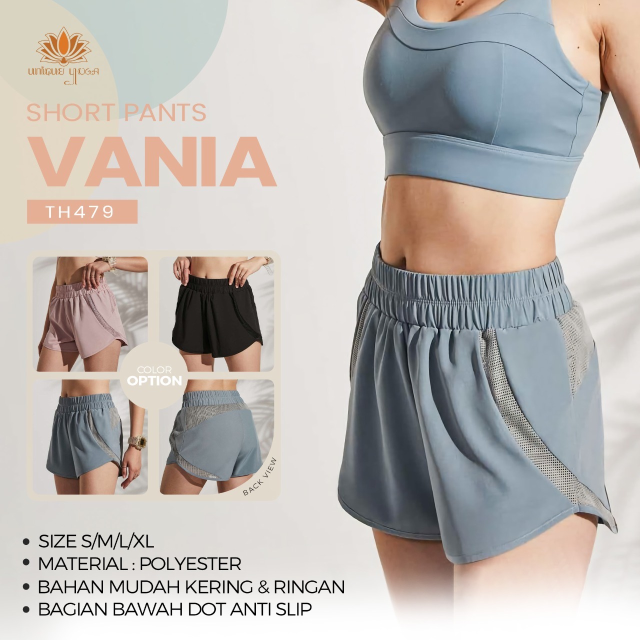 Celana Pendek Casual Fitness Yoga / Hot Pants Yoga Senam Pilates / Short Pant Vania TH479 / Short Pants Olahraga Wanita