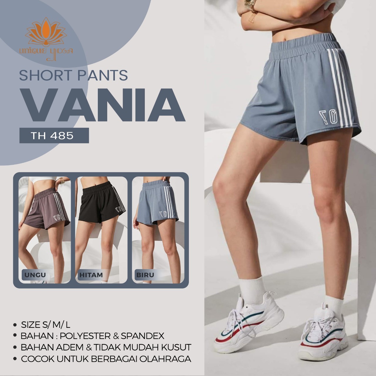 Celana Pendek Olahraga Yoga Wanita Model Longgar / Short Pant Vania TH485 / Celana Pendek Olahraga Wanita / Celana Olahraga