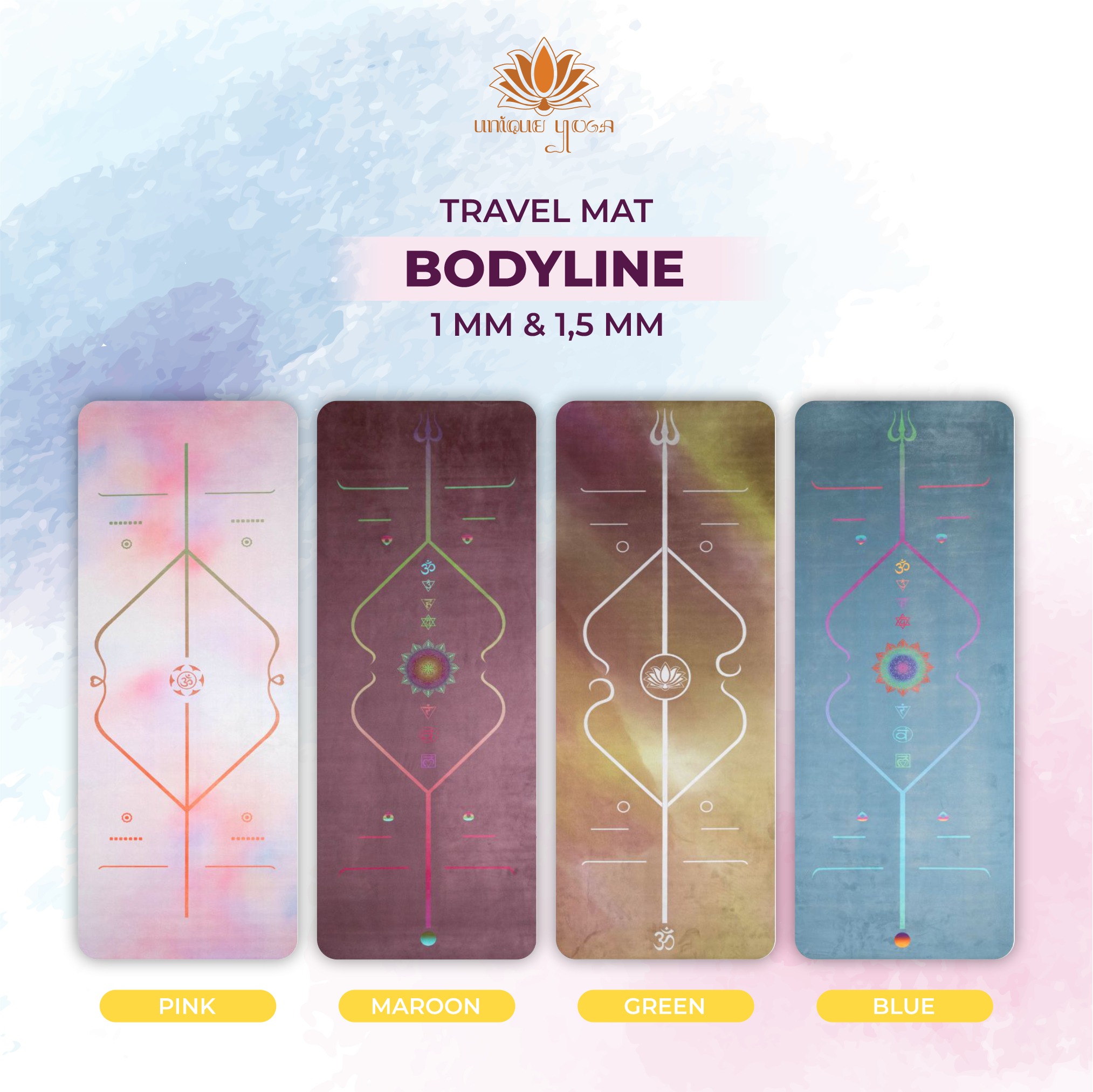 Matras Travel Yoga Motif / Travel Mat Motif Align / Printed Travel Mat Motif / Matras Yoga Travel Mat Bodyline