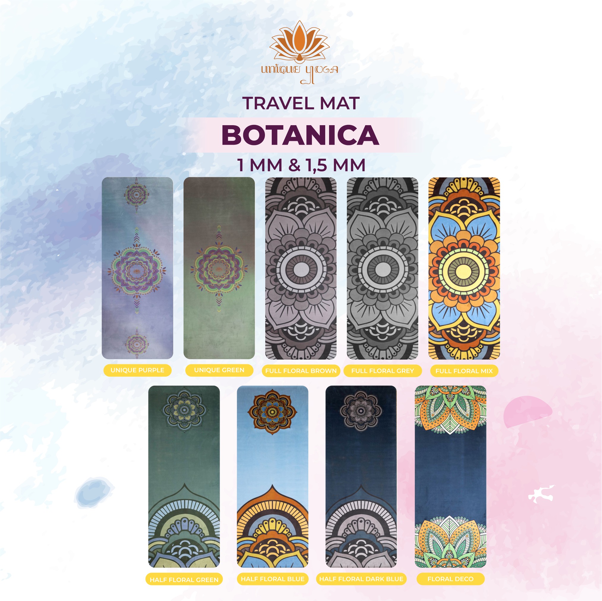 Travel Mat Botanica / Travel Mat Motif / Yoga Mat Motif / Matras Yoga Motif / Matras Yoga Travel Mat / Matras Yoga Lipat