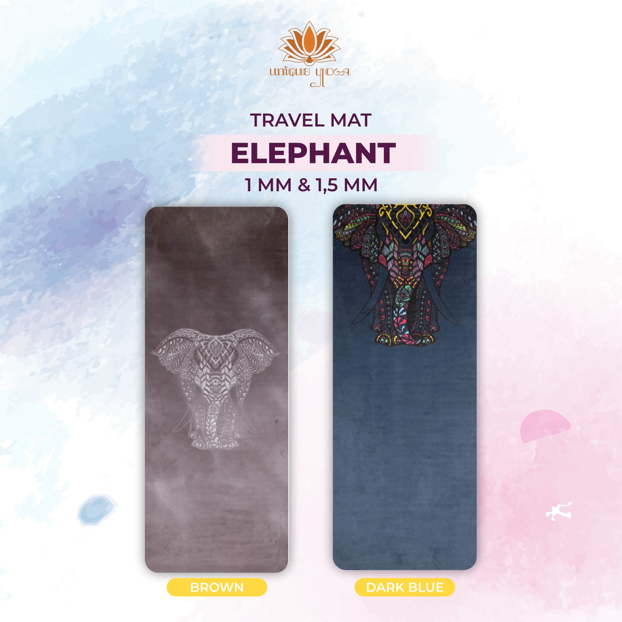 Yoga Mat Travel Motif / Travel Mat Elephant / Matras Senam Olahraga Yoga Motif / Matras Yoga Lipat Anti Slip