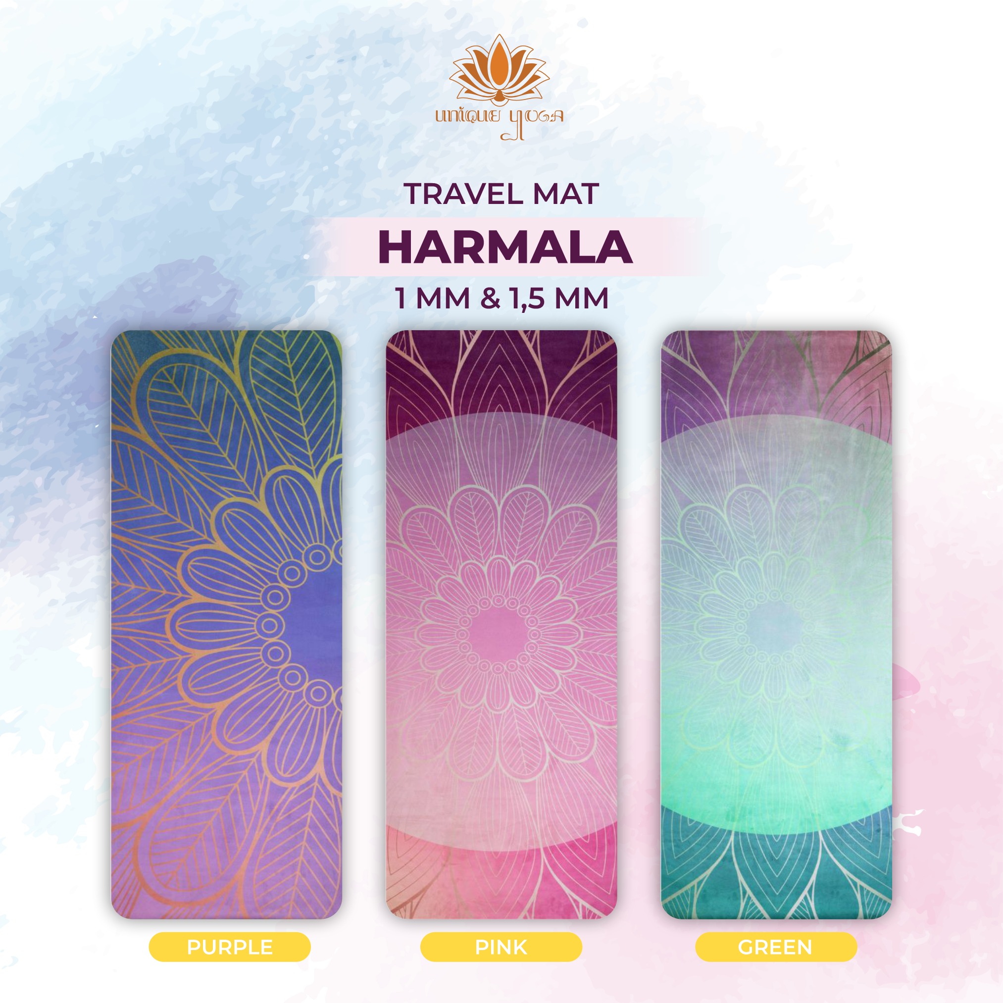 Matras Yoga Travel Motif / Travel Mat Harmala / Yoga Mat Travel Lipat / Matras Olahraga Yoga