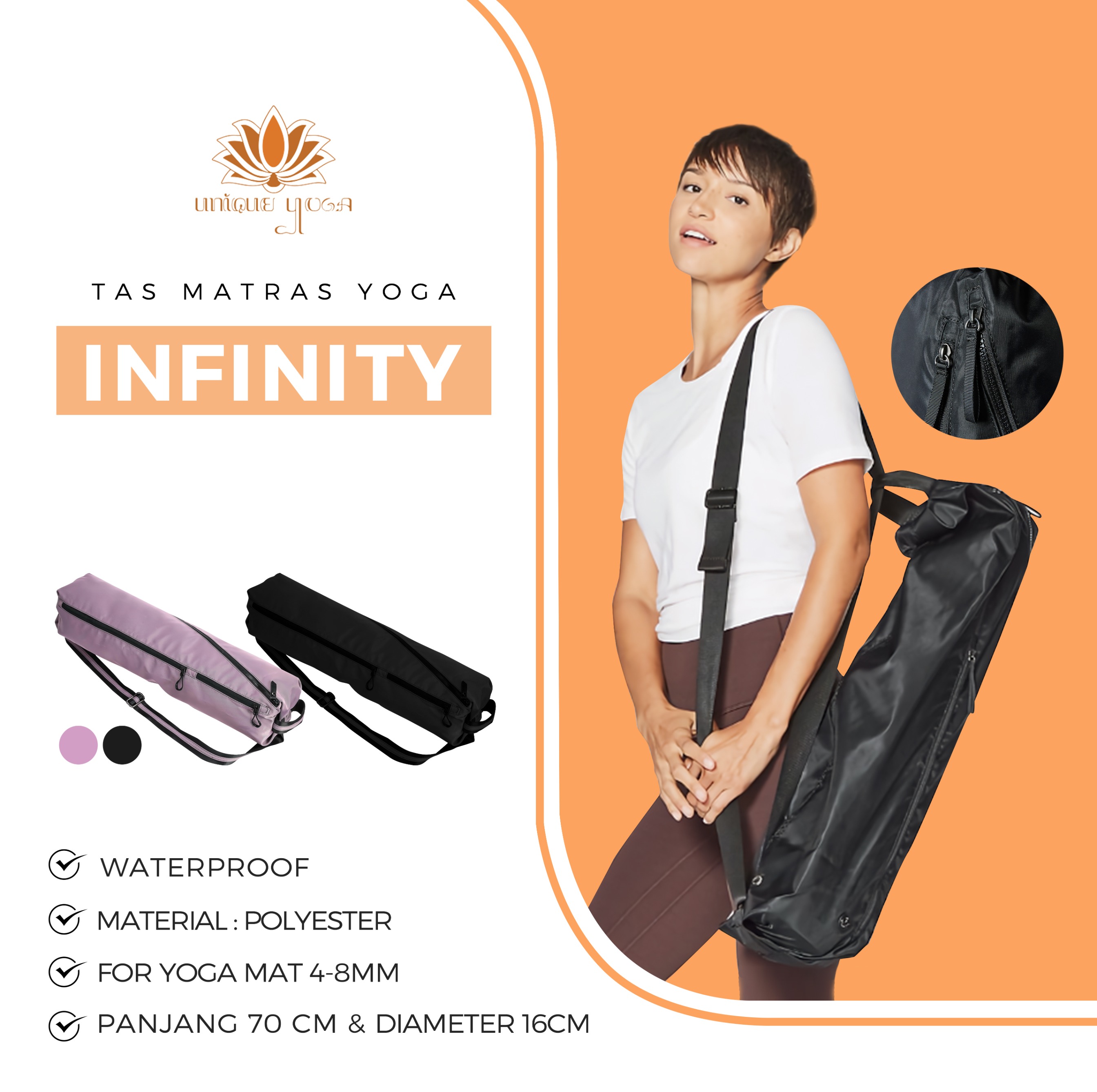 Tas Yoga Premium / Tas Matras Yoga Infinity Ungu / Tas Olahraga Yoga / Yoga Mat Bag Premium