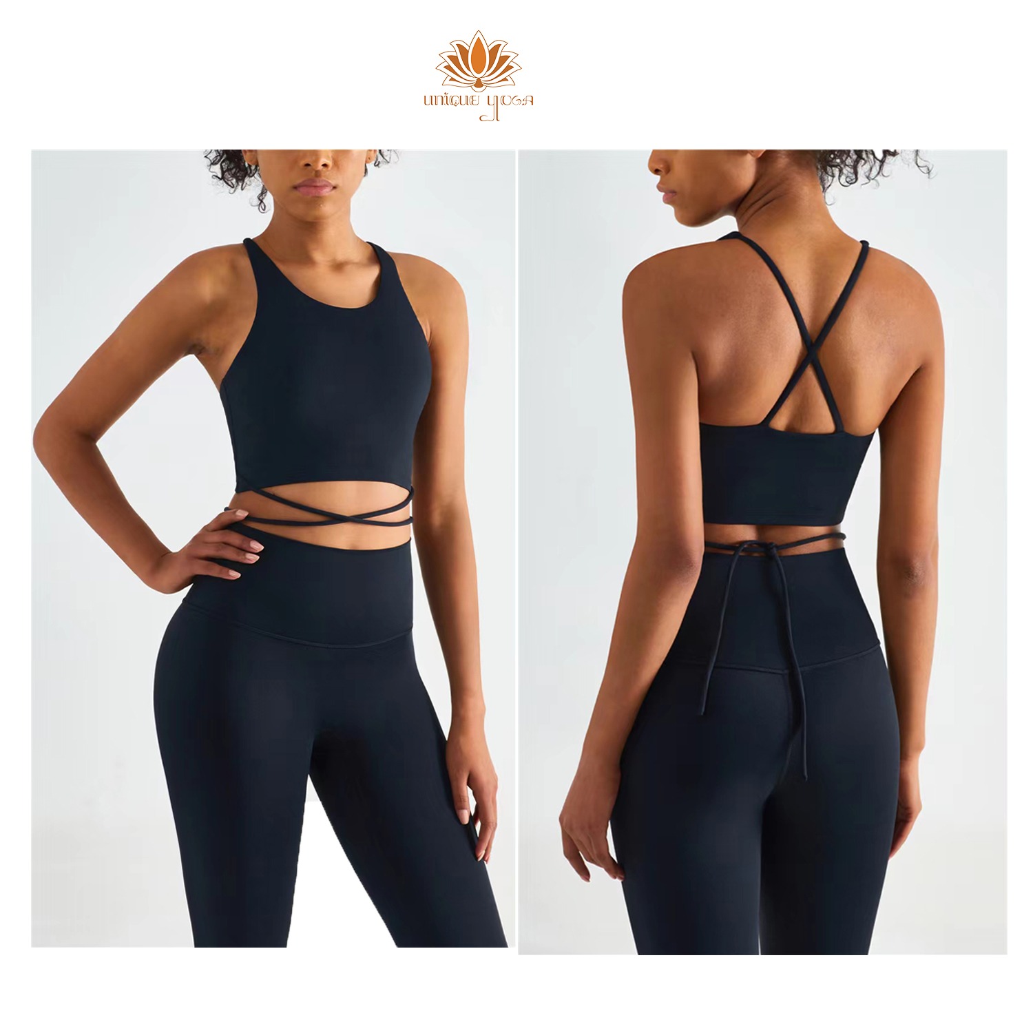 Setelan Olahraga Senam Yoga Wanita / Sport Bra Yoga Hitam Vania WX1437 / Legging Sport Warna Hitam CK1237