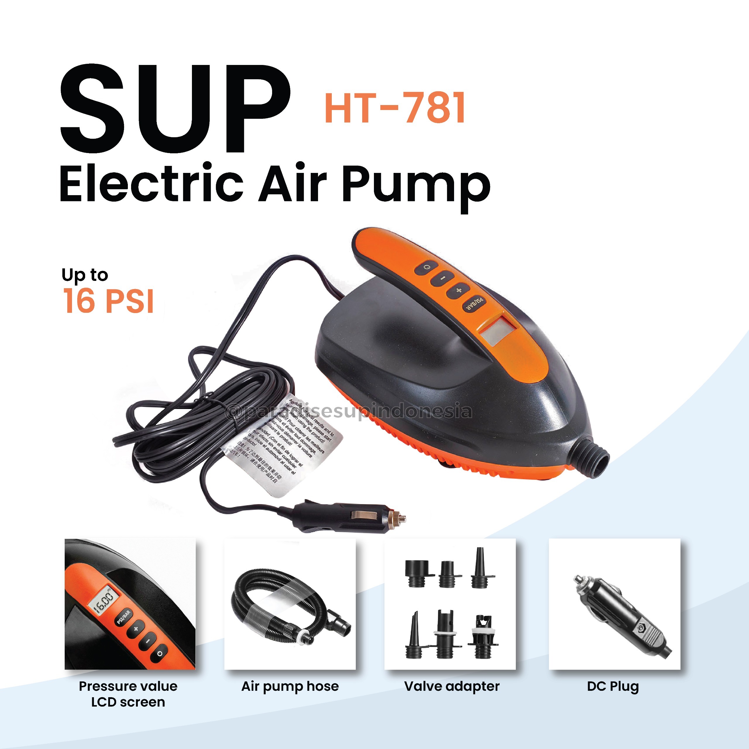 Pompa Udara Elektrik/Stermay SUP Electric Air Pump HT-781/Up to 16 PSI SUP Board